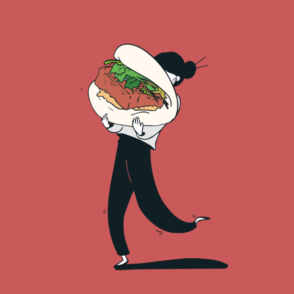 Abundance bun mark — illustrated cream gua bao.